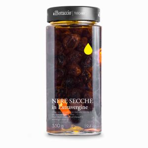 Olive nere secche condite in olio extravergine toscano