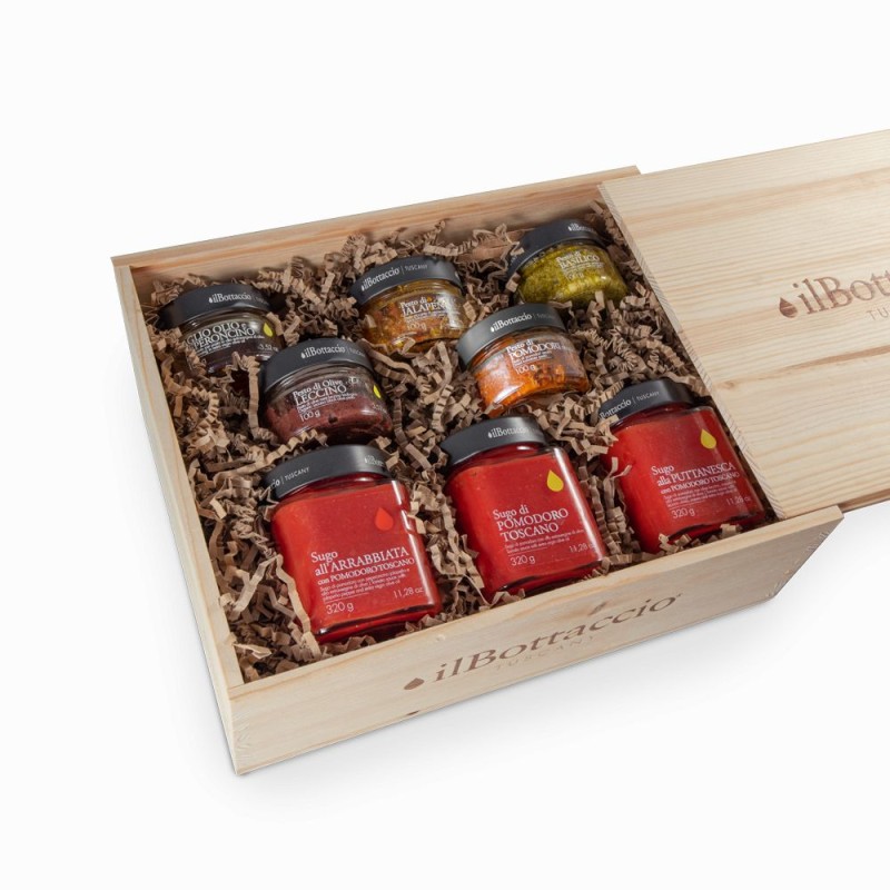 Confezione regalo in legno Sughi in olio extravergine